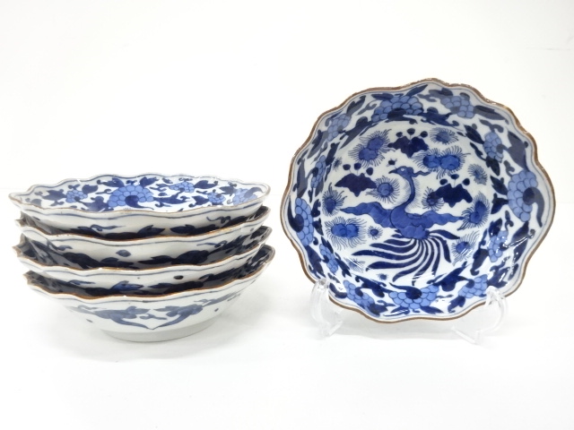 古伊万里　染付梅紋手塩皿　5客　6cm　江戸中期（1750-1790年頃） imgrc0101231160.jpg